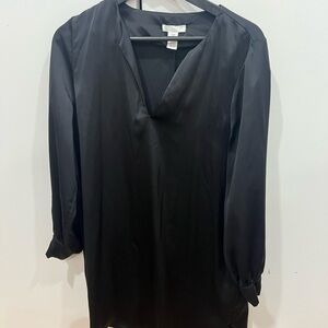 H&M Elegant Black Satin Long Sleeve Dress